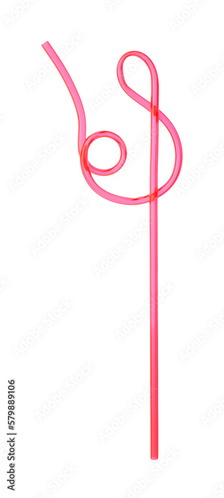 Fototapeta premium Plastic red cocktail tube isolated on white