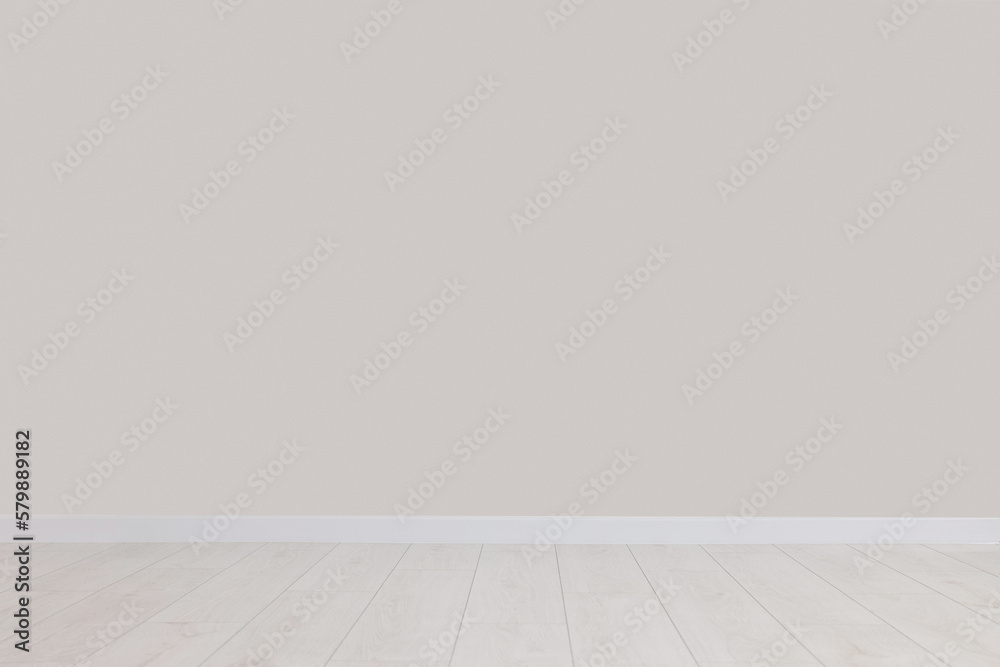 Empty room with white wall and wooden floor