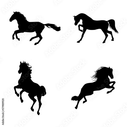 set of horse silhouettes vector eps 10