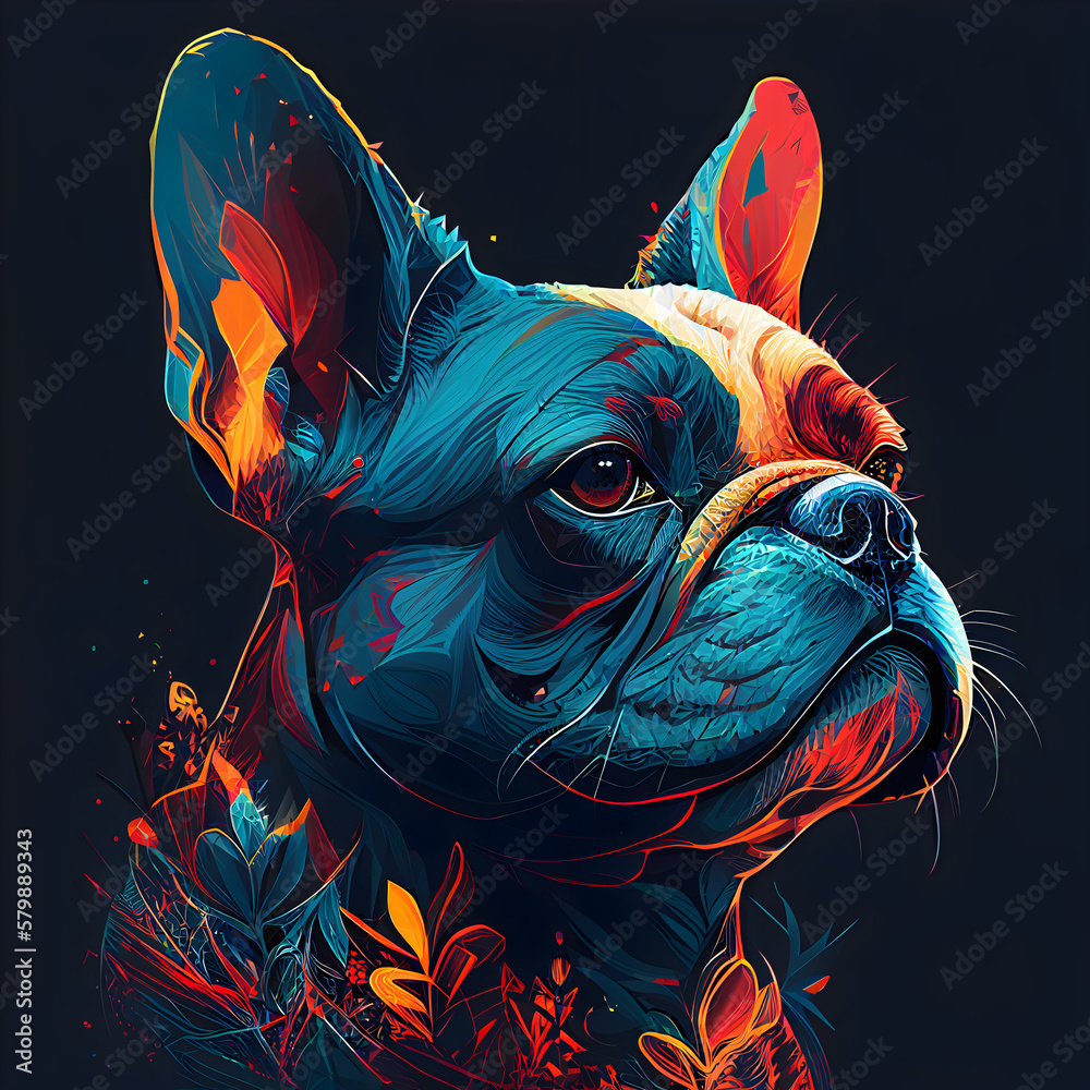 AI Generated illustration of a cute French Bulldog Stock Illustration ...
