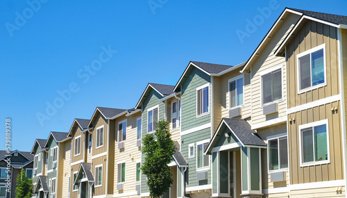 Row of Multi-colored apartments