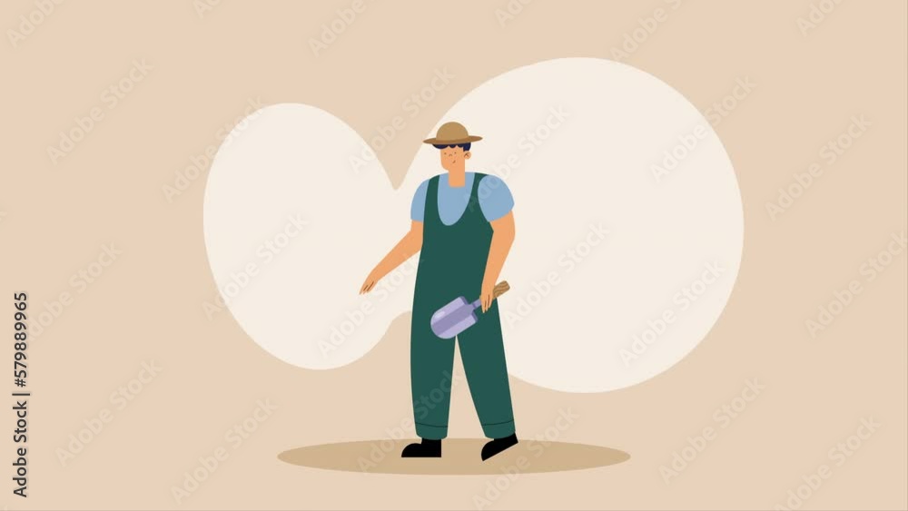 male farmer with spatule animation male farmer with spatule animation