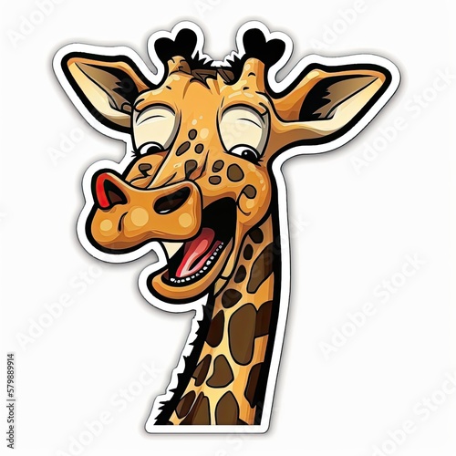 Giraffe sticker  fictional nature  high quality  made in generative AI