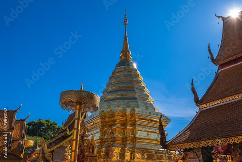 Stupa at Wat Phra That Doi Suthep in Chiang Mai  Thailand