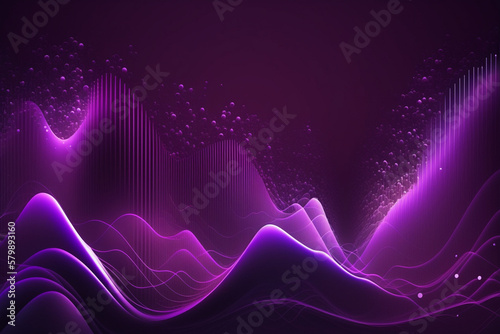 Abstract Purple Background With Glowing Wavy Line. Generative AI.