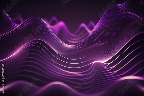 Wallpaper Mural Abstract Purple Background With Glowing Wavy Line. Generative AI. Torontodigital.ca