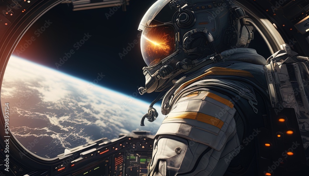 skilled astronaut pilot digital art illustration, Generative AI skilled astronaut pilot digital art illustration, Generative AI