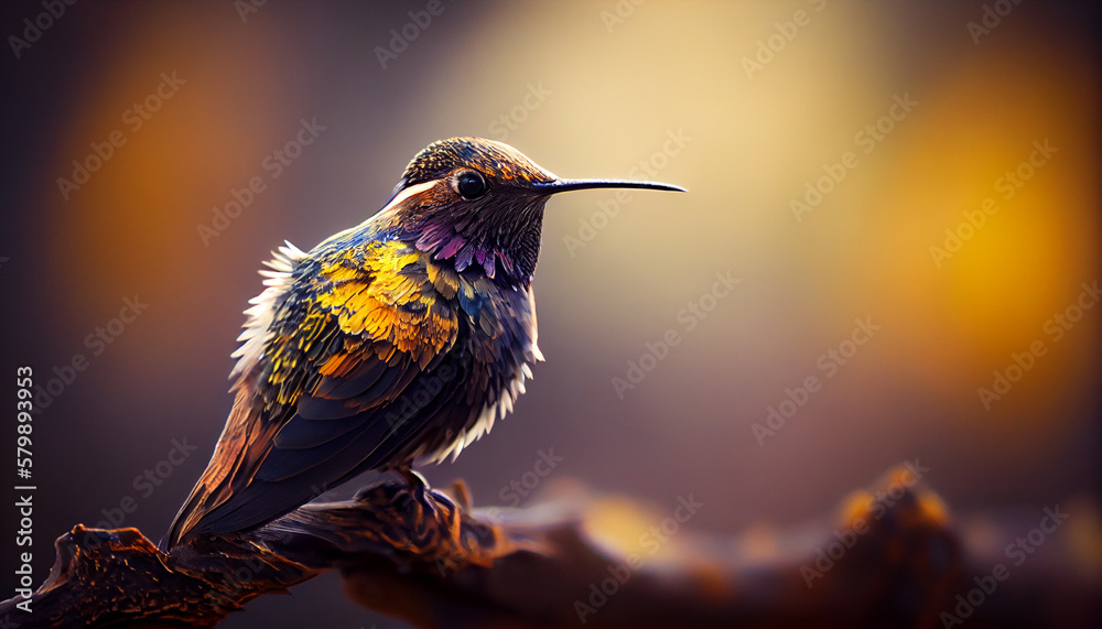 Fototapeta premium close up of majestic hummingbird in a beautiful garden ,generative AI
