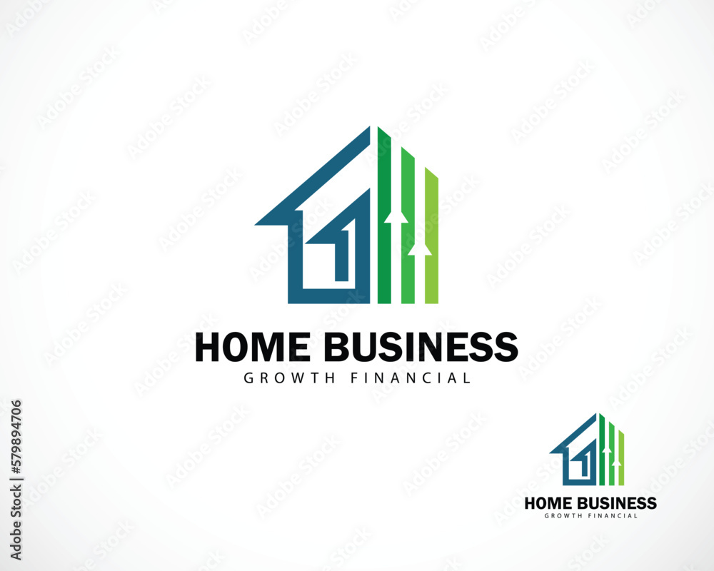 home business logo creative growth building design concept arrow up