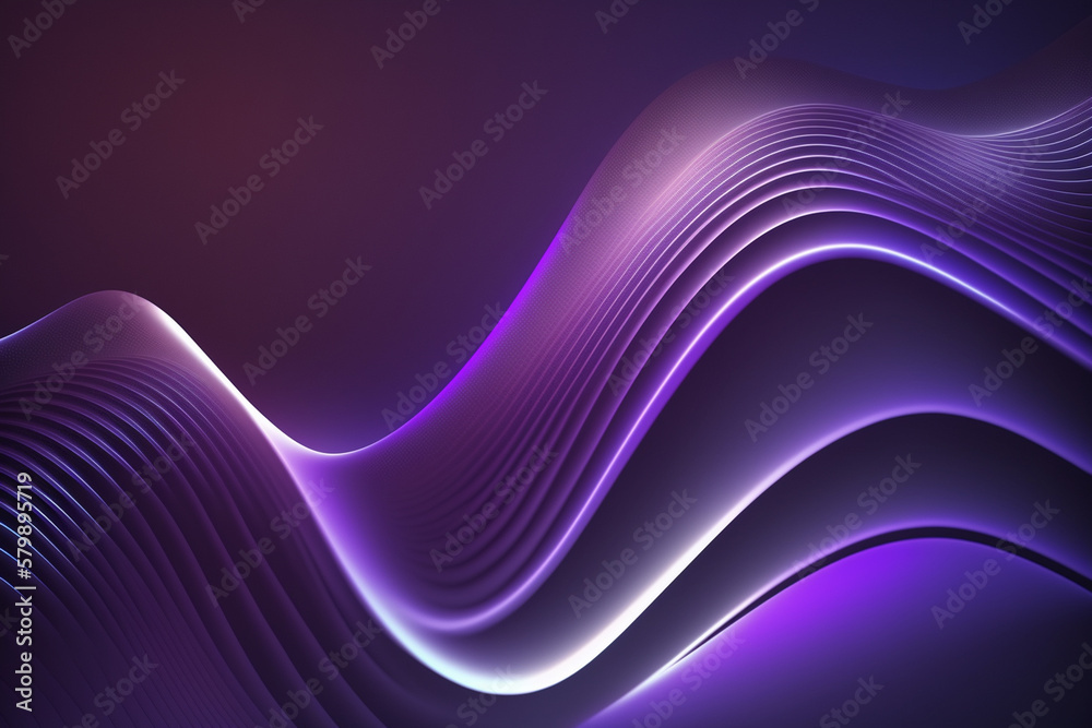 Abstract Blue Purple Background With Glowing Wavy Line. Generative AI.