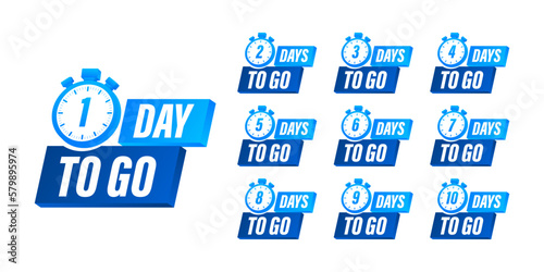 Days countdown. Days to go 1 2 3 4 5 6 7 8 9 10. The days left badges set. Product limited promo