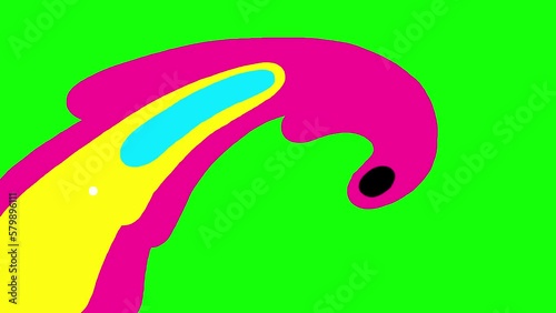 Liquid transition wipe CMYK color version. Cartoon animation motion element isolated. Alpha channel included. 