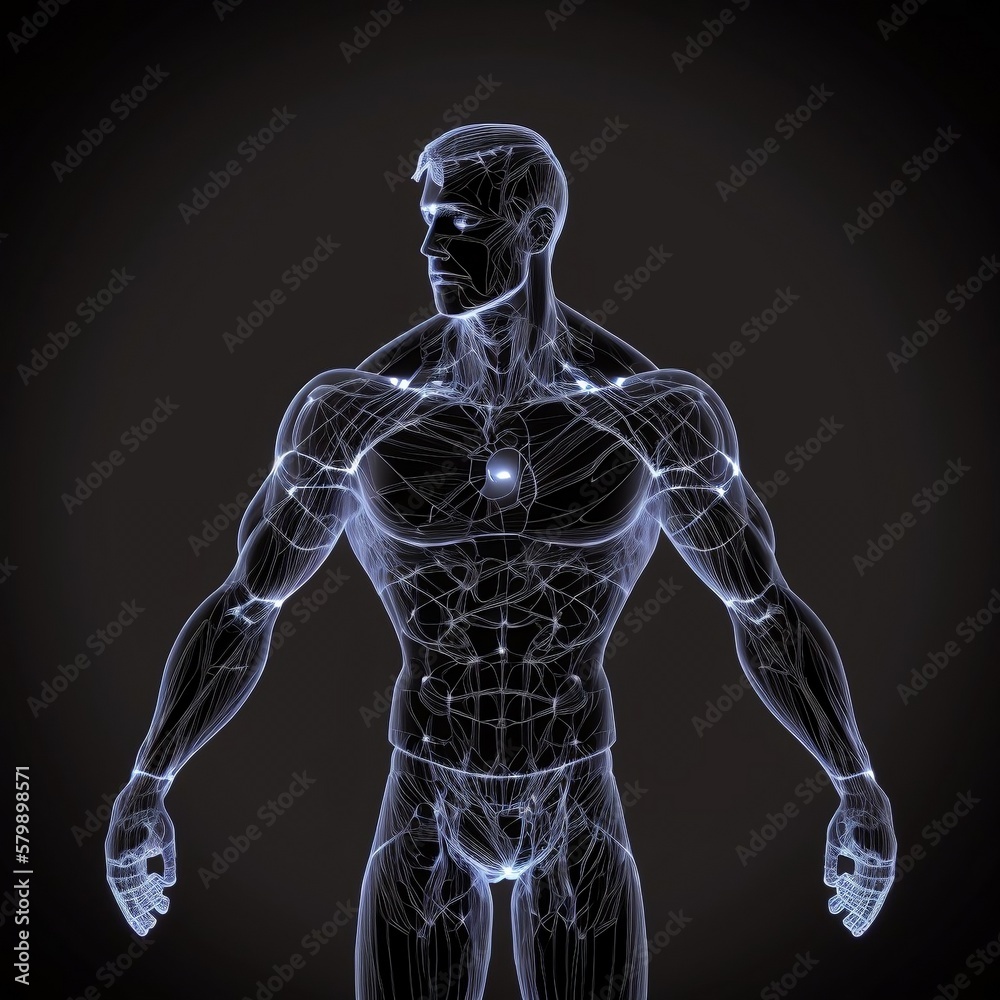 frame hologram constellation of a man, a man, body, generated in AI frame hologram constellation of a man, a man, body, generated in AI