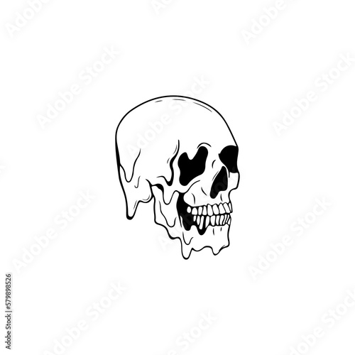 vector illustration of melting skull concept