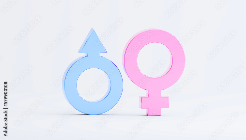 Gender symbol. Female and male icon. Man and woman sign. 3d rendering. Gender symbol. Female and male icon. Man and woman sign. 3d rendering.