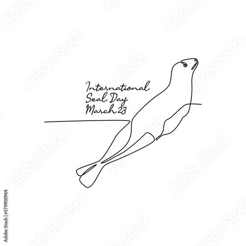 single line art of international seal day good for international seal day celebrate. line art. illustration.