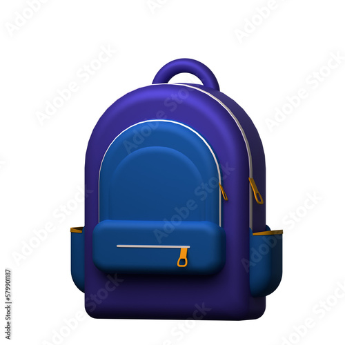 3d icon purple bagpack object for website, aplication, icon banner, render