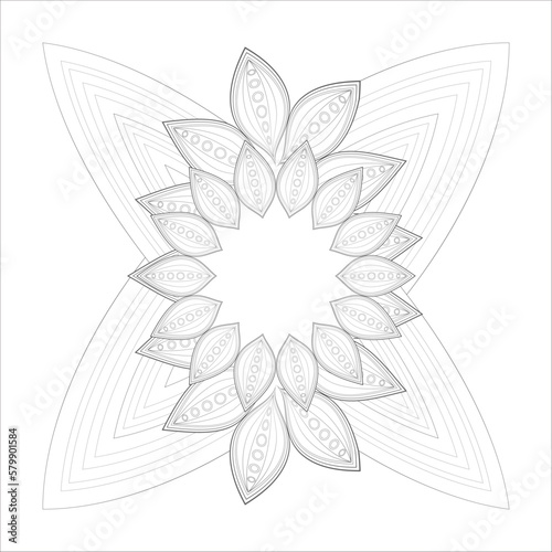 Doodle flowers in black and white pleasing for adults' coloring page. pleasing decorative flower of Coloring book page for adult Black outline and white background © buyungade