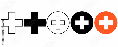 Medical cross symbol set isolated on white background
