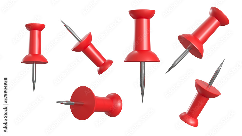 Naklejka premium Close up Red Pin isolate on white background. 3D Render