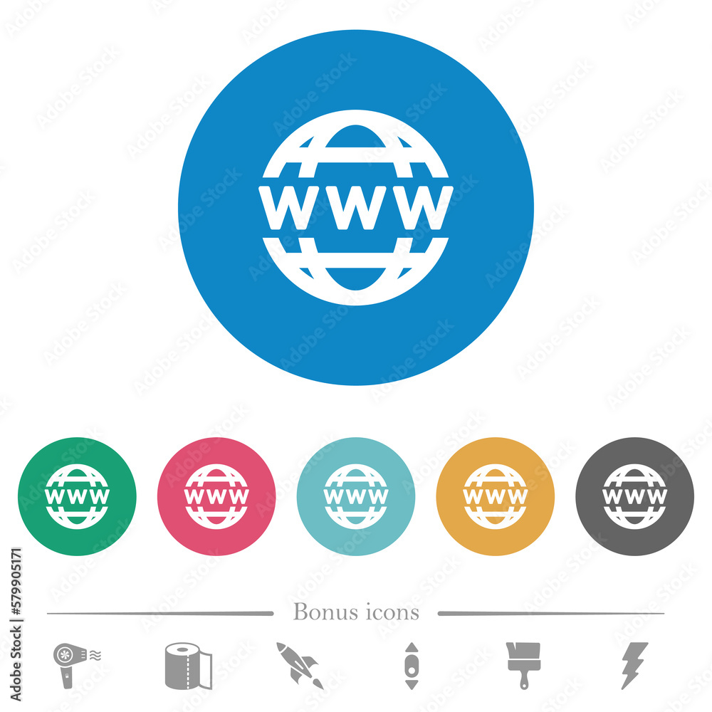 WWW globe flat round icons WWW globe flat round icons