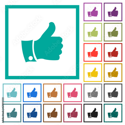 Thumbs up flat color icons with quadrant frames