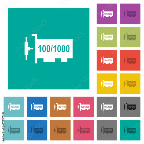 Gigabit ethernet network controller square flat multi colored icons