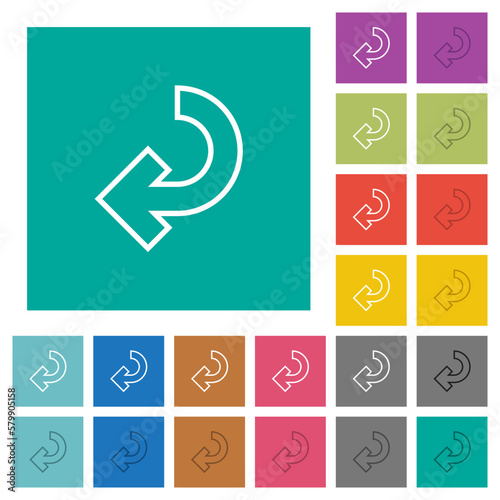 Return arrow outline square flat multi colored icons