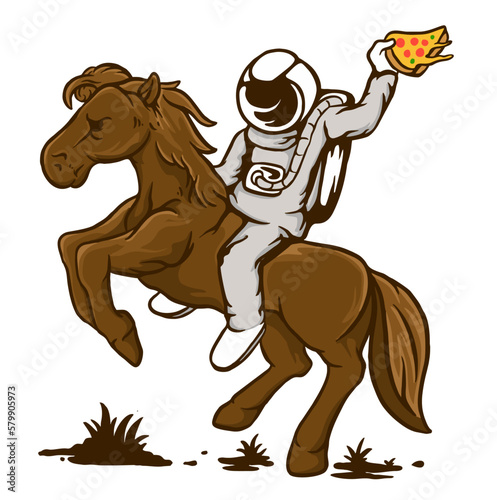 Astronaut is riding horse

