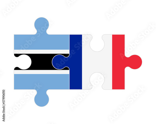 Puzzle of flags of Botswana and France , vector