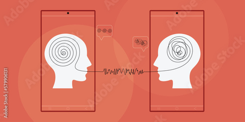 Online psychotherapy concept. Psychological counseling internet service. Remote consultation. Mental health care. Vector illustration.