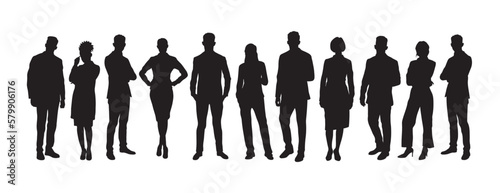 People standing in row silhouette vector.