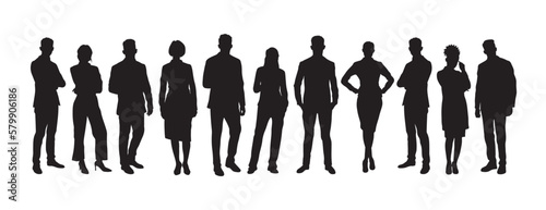 Group people business silhouettes different poses vector.