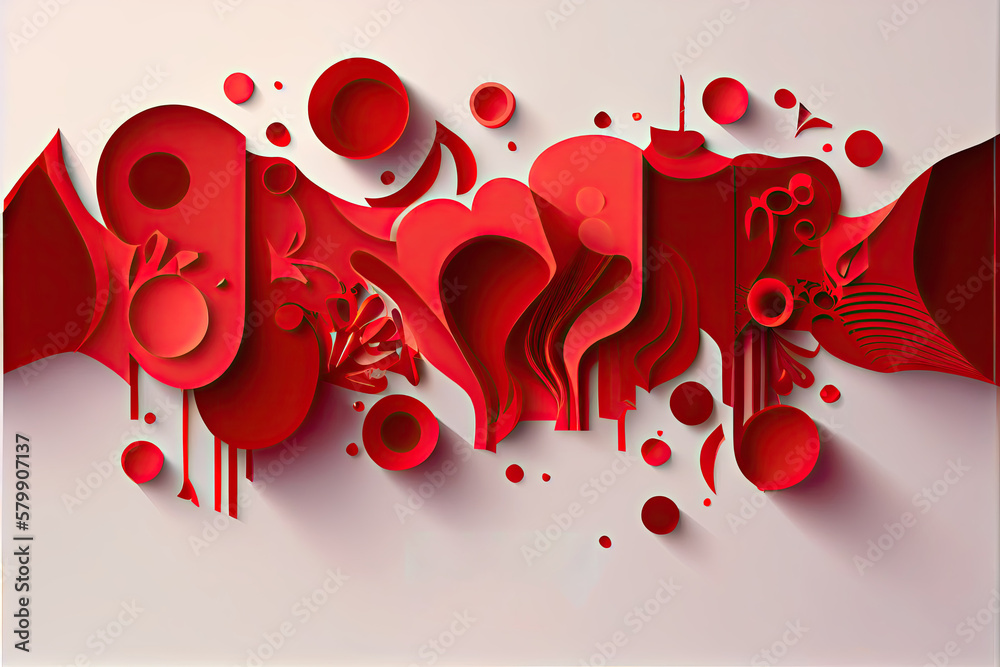 Medical concept header or banner with red abstract paper cut shapes and ...