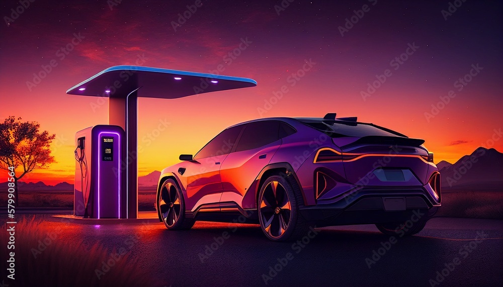 Ilustração do Stock Future electric vehicles will use a smart electric