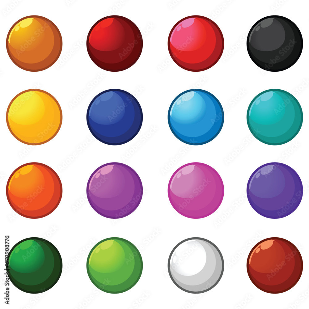 Set of sphere bar isolated on white background. Vector cartoon flat design illustration collection template.