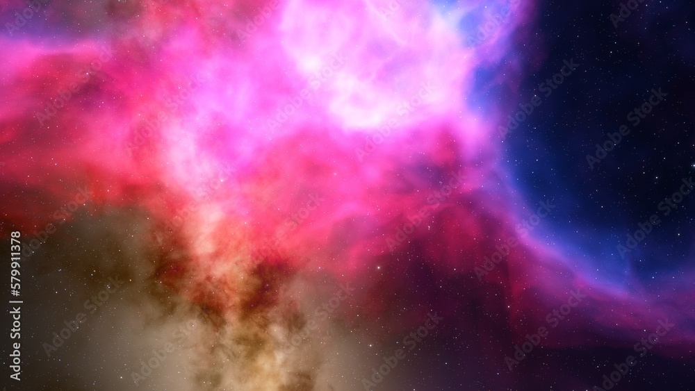 Fototapeta premium red-violet nebula in outer space, horsehead nebula, unusual colorful nebula in a distant galaxy, red nebula 3d render 