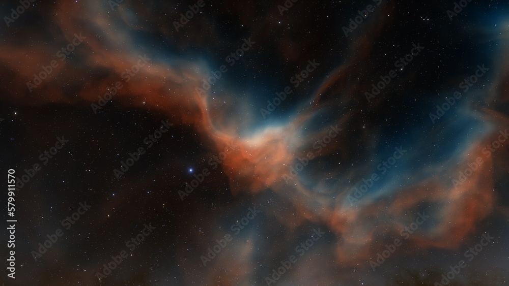 Fototapeta premium Space background with nebula and stars, nebula in deep space, abstract colorful background 3d render 