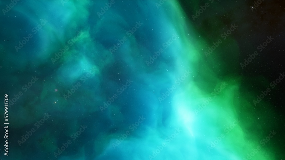 Fototapeta premium Nebula gas cloud in deep outer space, science fiction illustration, colorful space background with stars 3d render 