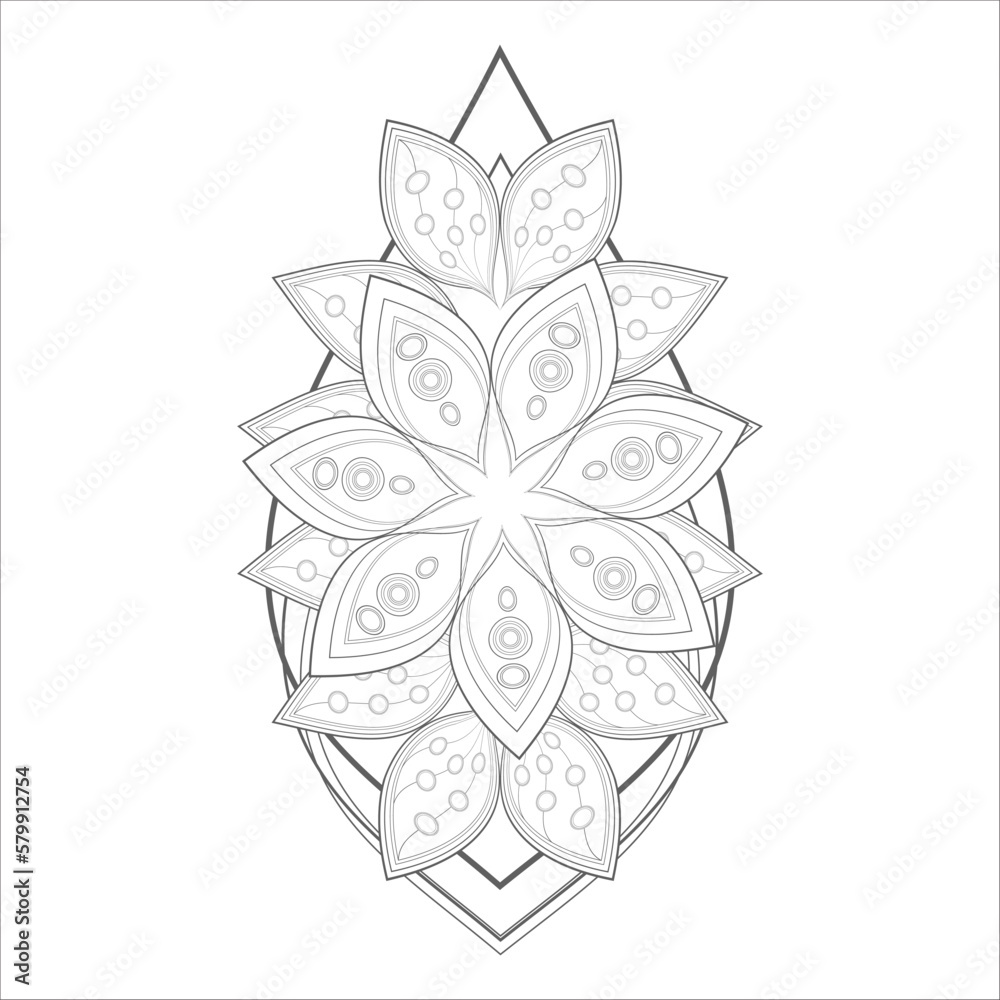 Zentangle flowers in black and white for coloring book. Hand Drawn Flowers for Adult Anti Stress of coloring page in Monochrome  Isolated in white background