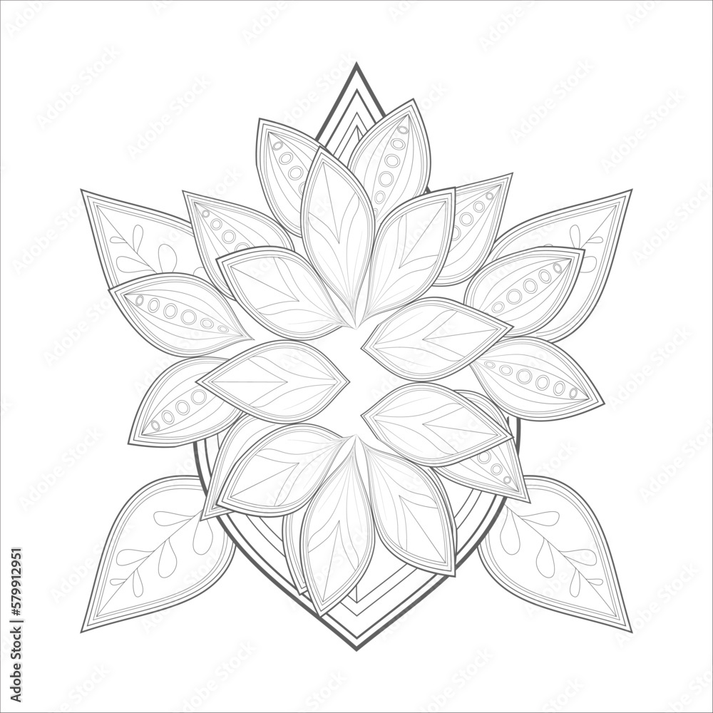 Zentangle flowers in black and white for coloring book. Hand Drawn ...