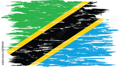 Brush stroke flag of TANZANIA