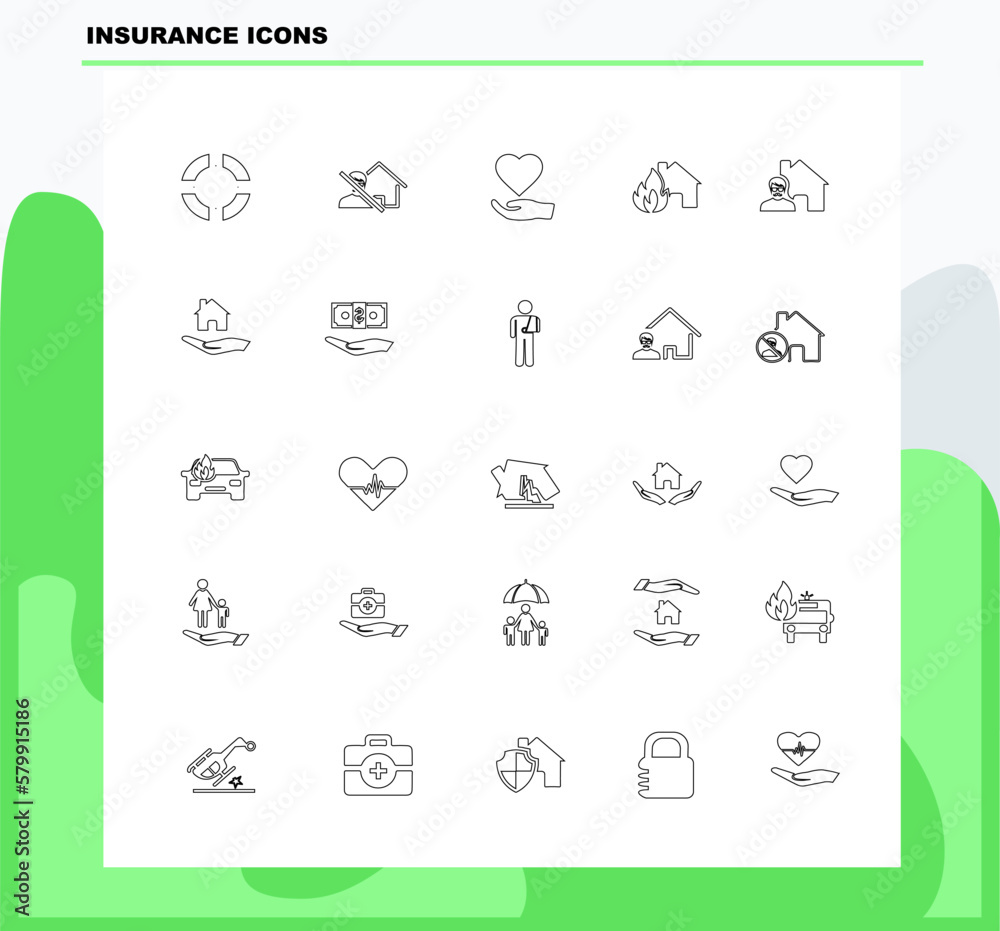 vector icons set about insurance