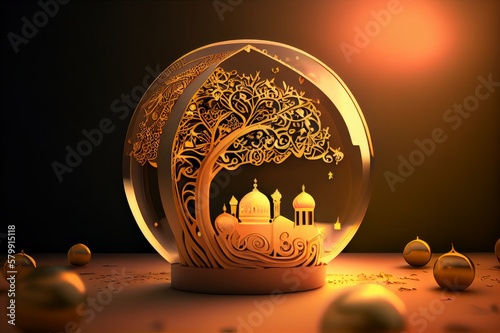 ramadan greeting background made with generative ai