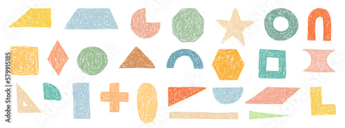 Children's drawing. Set with geometric shapes