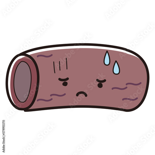 困った顔の血管のイラスト（キャラクター）動脈硬化