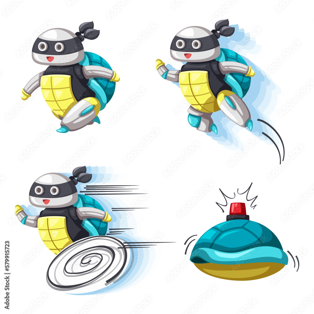 Fototapeta premium Set of android character robot toy cartoon style futuristic machine for home use.