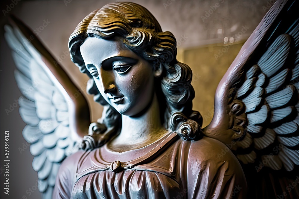 Angelic Church Statue. Photo generative AI