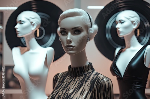 Woman mannequin in fashion store. Photo generative AI