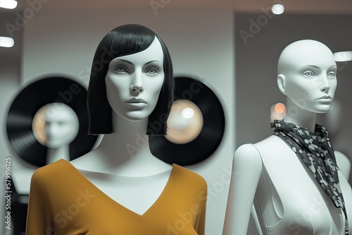 Woman mannequin in fashion store. Photo generative AI